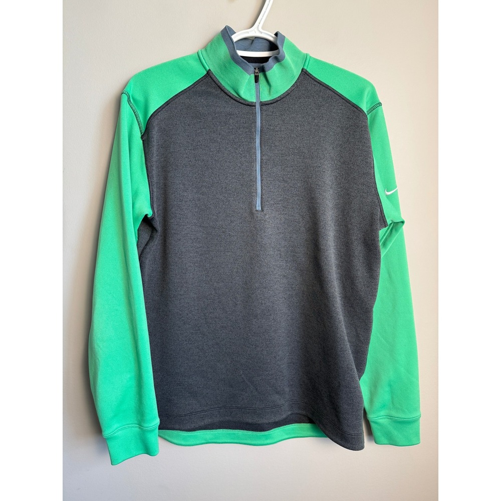 Nike Golf Tour Performance Dri-Fit 1/4 Zip Pullover Gray Green M Sporty Outdoors
